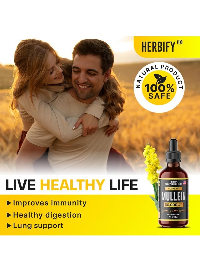HERBIFY Mullein Extract 2 oz, Alcohol-Free Tincture, Organic Mullein Leaf and Flowers Blend (Verbascum Densiflorum) - Image 4